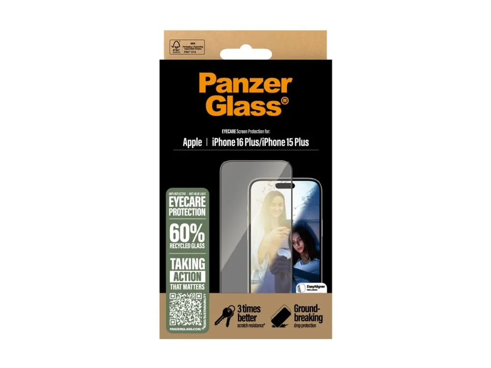 PanzerGlass EyeCare Screen Protector iPhone 16 Plus | Ultra-Wide Fit