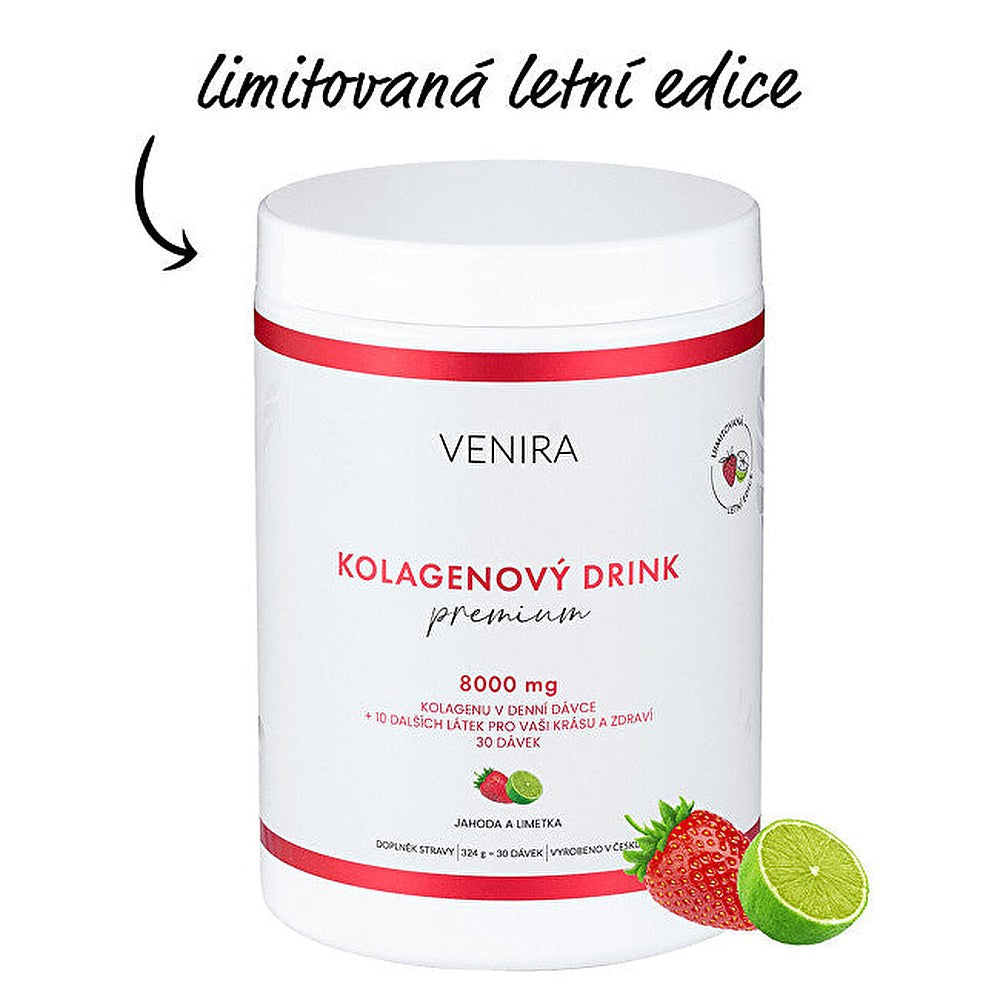 Venira Premium-kollageenijuoma hiuksille, kynsille ja iholle - mansikka ja lime 324 g