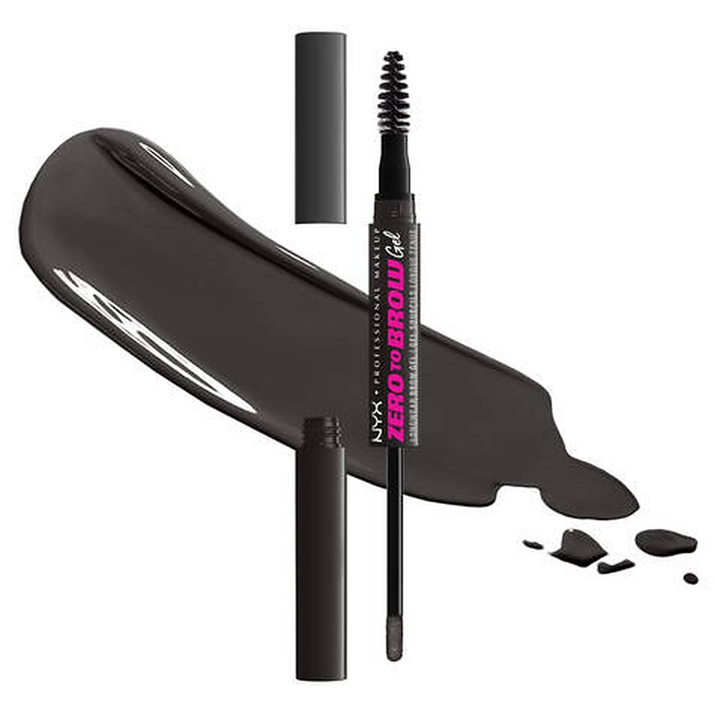 NYX Ammattimainen meikki Zero To Brow Eyebrow Gel applikaattorivärillä 08 Black 2 ml