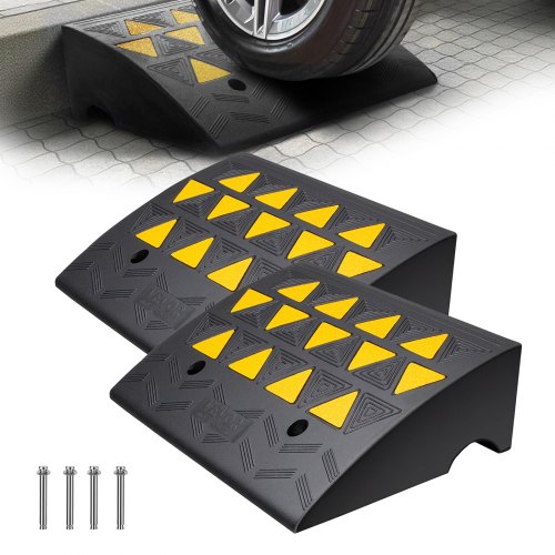 VEVOR Rubber Curb Ramp 2 Pack, 15.2 cm Rise Height Heavy-Duty 15000 kg/15 T Capacity Threshold Ramps, Driveway Ramps with Stable Grid Structure for Cars, Wheelchairs, Bikes, Motorcycles