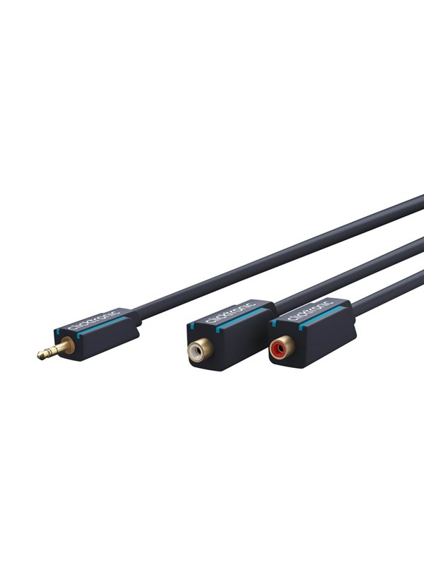 ClickTronic 3,5 mm AUX till RCA-adapterkabel, stereo Premiumkabel | 2x cinchjack 1x 3,5 mm jackplugg | 0,1 m | OFC innerledare