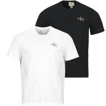 Calvin Klein Jeans Paita 'CK Monogram Logo T' basaltinharmaa / musta / valkoinen