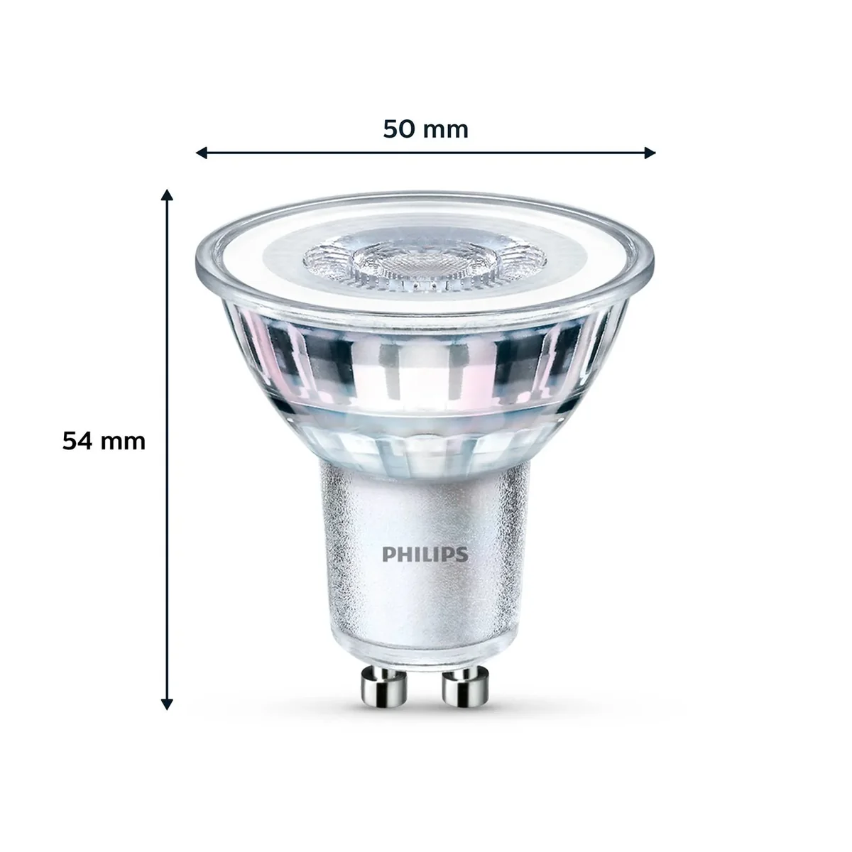 Philips LED-lamppu LED-klassikko 4,6 W/827 (50 W) kahden pakkaus GU10
