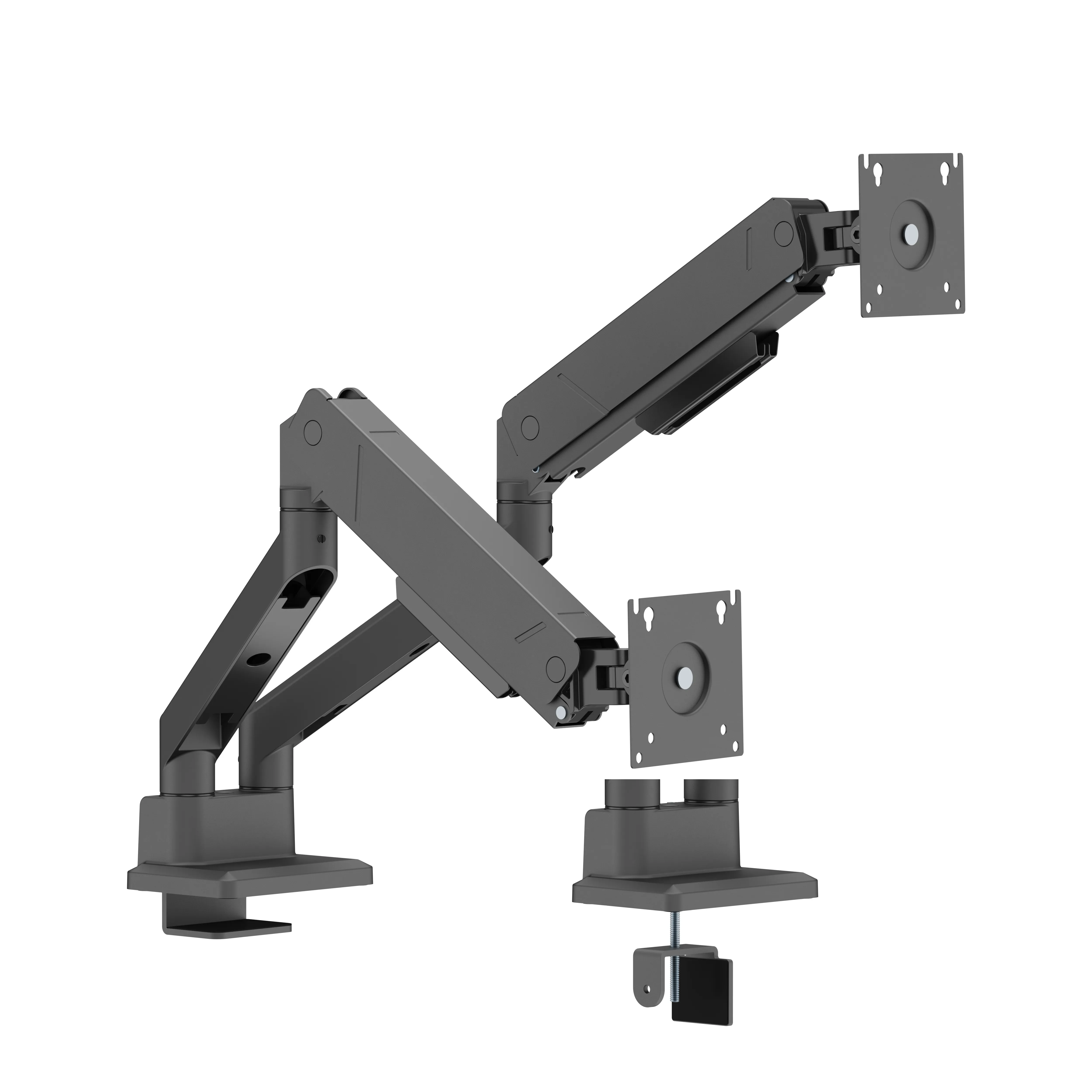 Deltaco mounting kit - for 2 LCD displays/ curved LCD displays - gas spring up to 16 kg - black