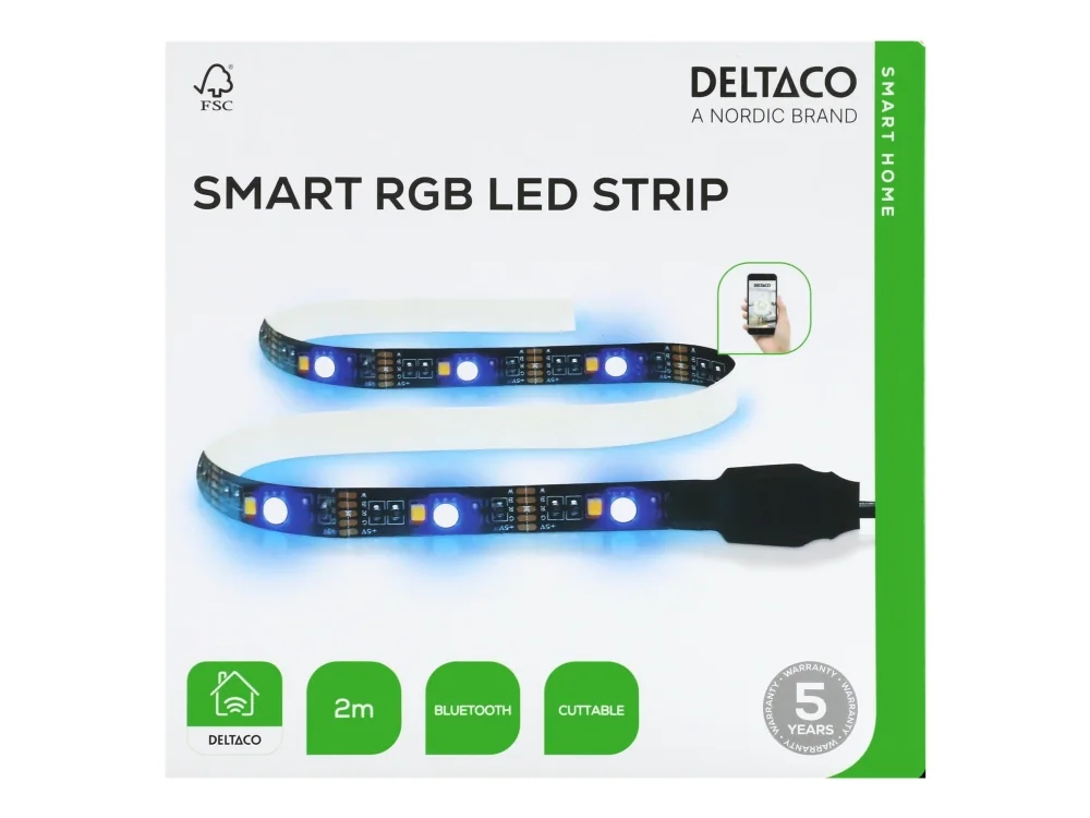 Deltaco USB-käyttöinen USB-valonauha, 2m