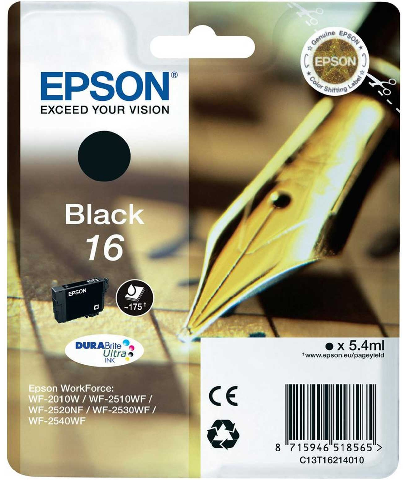 Epson Epson 16 Mustepatruuna musta T1621 Vastaa: N/A
