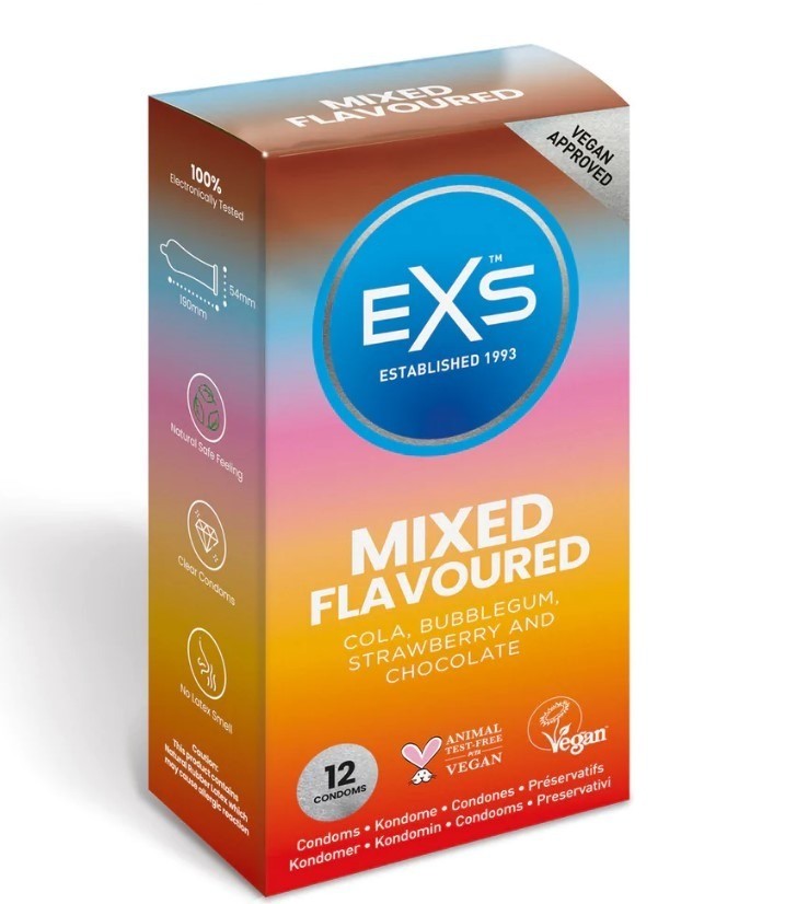 EXS 12 hyvän makuisen kondomin valikoima