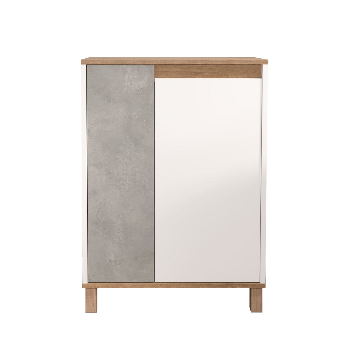 Norda Design Monikäyttökaappi Nord, valkoinen/tammi/harmaa, 40 × 69,7 × 97 cm
