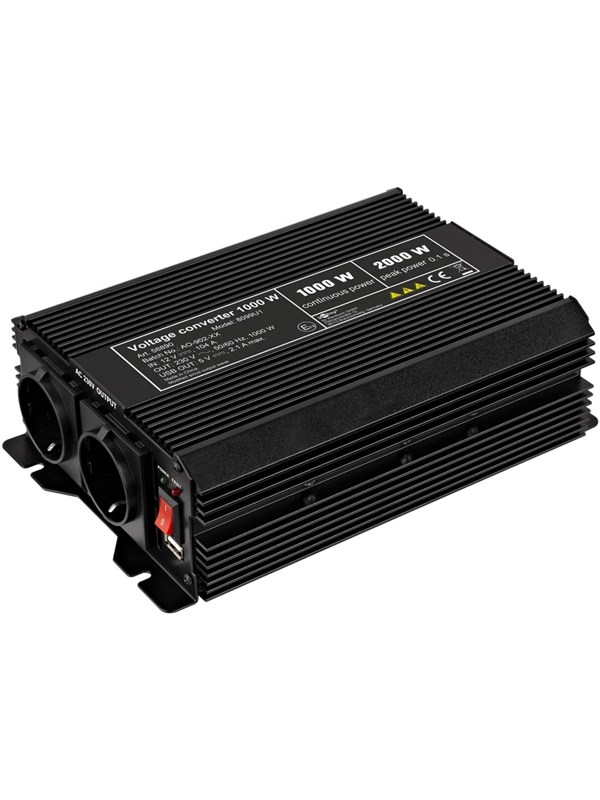 Goobay Spänningsomvandlare DC/AC (12 V - 230 V/1000 W) omvandlar 12 V DC till 230 V AC