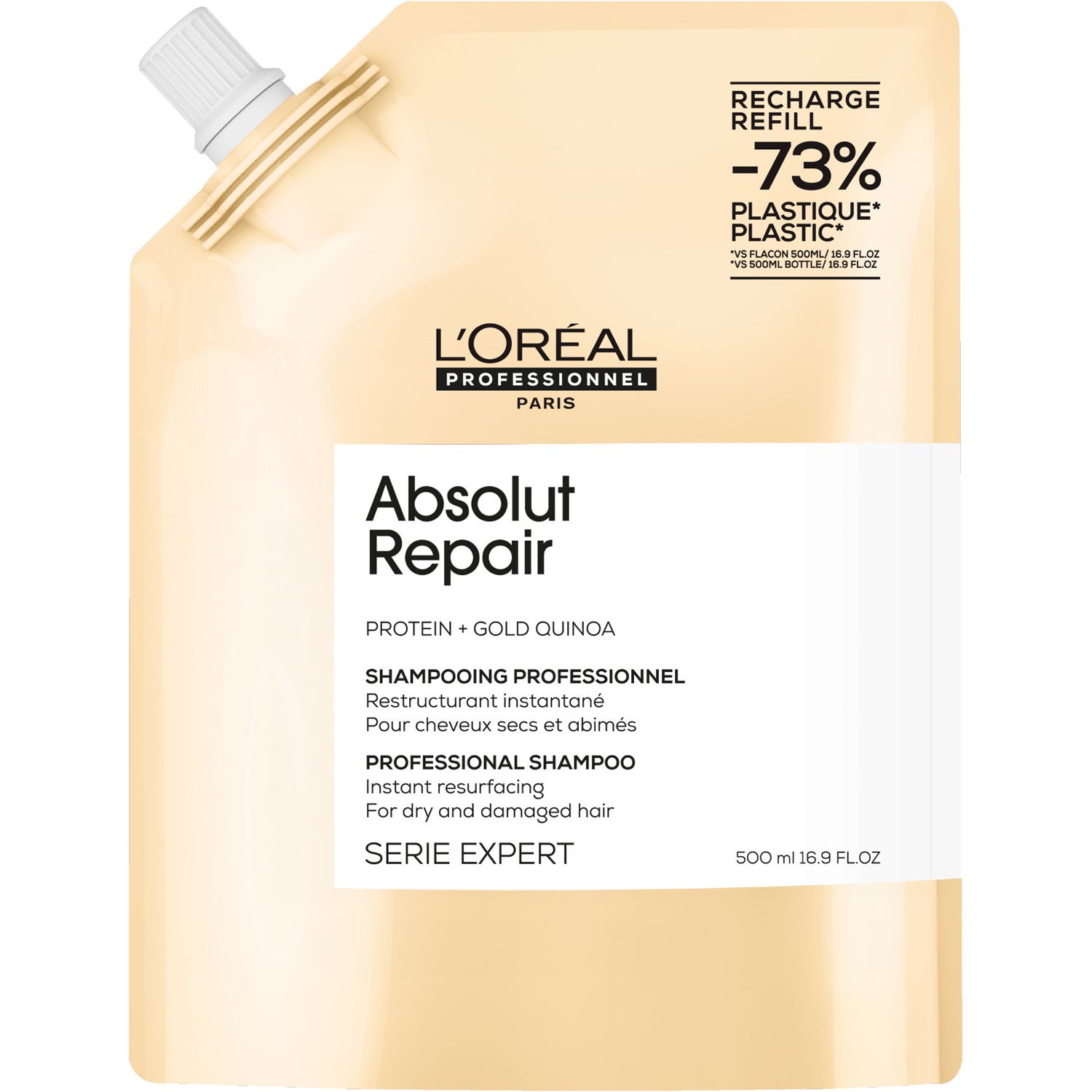 Loreal Absolut Repair Protein + Gold Quinoa Shampoo Refill 500 ml