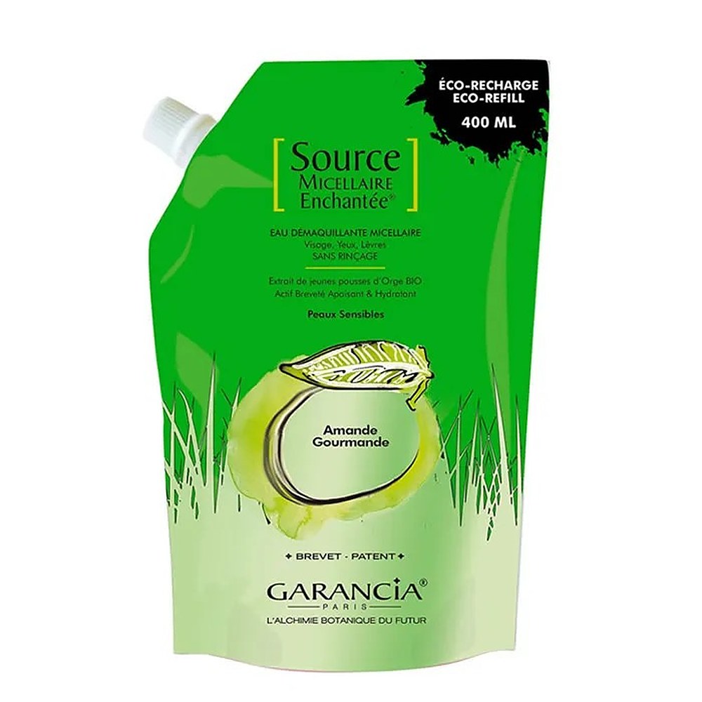 Garancia Enchanted Micellar Source Misellimeikinpoistoaine Vesiherkälle iholle Pehmeä Manteli eco REFILL 400ml