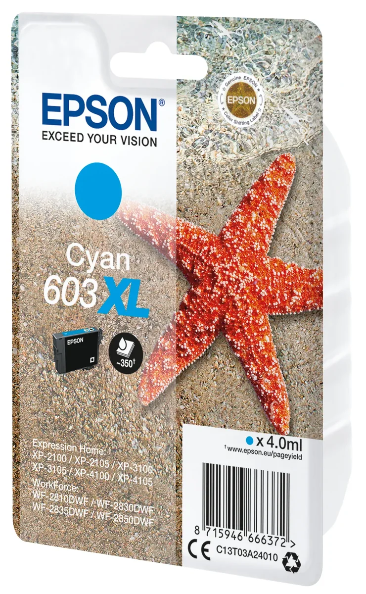Epson 603XL-mustekasetti, 4 ml, syaani