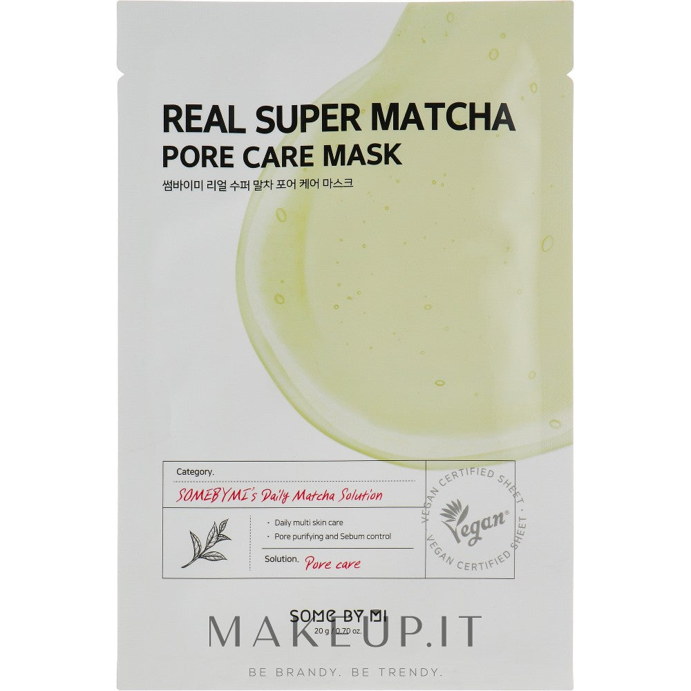 Some By Mi Clinical Ratkaisu Super Matcha Pore Nourishing Sheet Mask sulkee huokoset ja saa mattaisen ulkonäön 20g