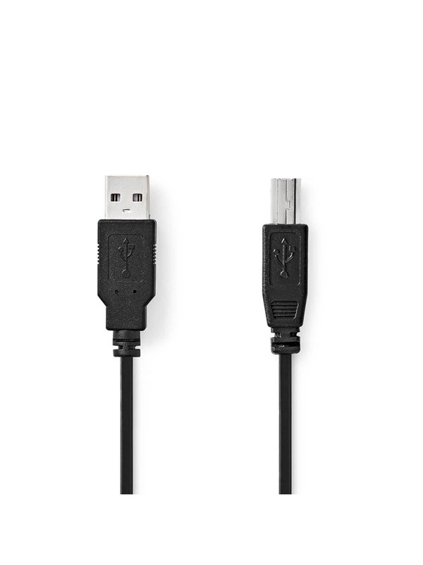 Nedis USB kaapeli | USB 2.0 | USB-A Uros | USB-B Uros | 10 W | 480 Mbps | Niklattu | 0.50 m | Pyöreä | PVC | Musta | Label