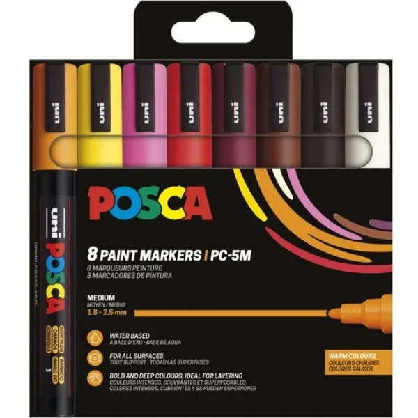POSCA marker sæt PC-5M 8 ass. Warm colors