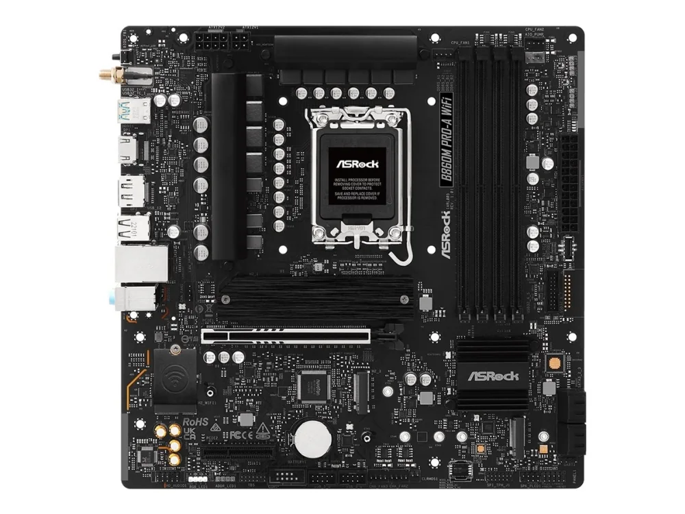 ASRock B860M Pro-A WiFi Emolevy - Intel B860 - Intel LGA1851 - DDR5 RAM - Micro-ATX