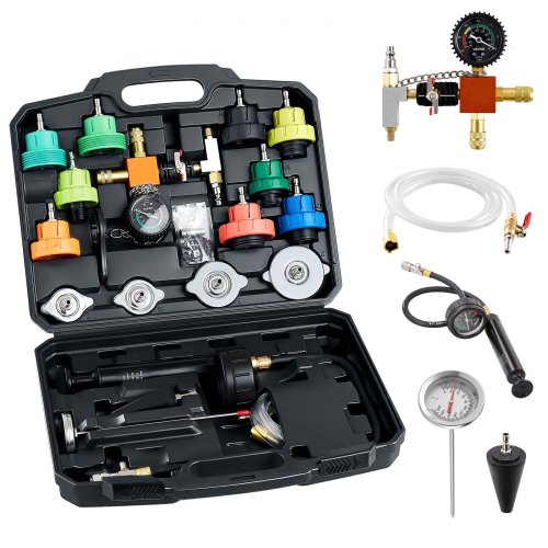 VEVOR Coolant Pressure Tester Kit, 28Pcs Radiator Vacuum Refill Kit with 4 Adapters, Universal Fit, Automotive Cooling System Pressure Tester Kit, with Pressure Pump & Aluminum Alloy Purge Filler