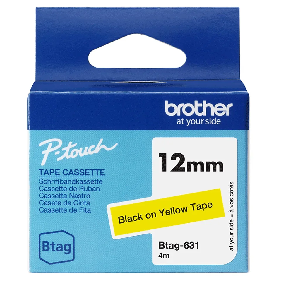BTAG-631 12mm Black on yellow tape