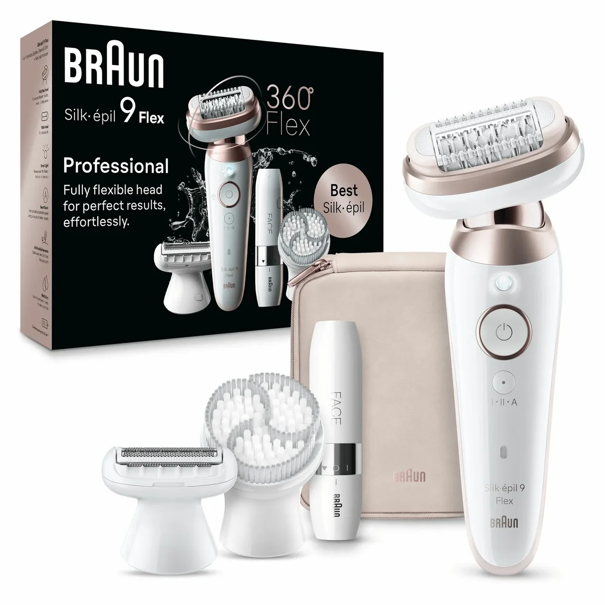 Braun Silk-épil 9 Flex 9-360 3D 40 pinsetit Vaaleanpunainen, valkoinen