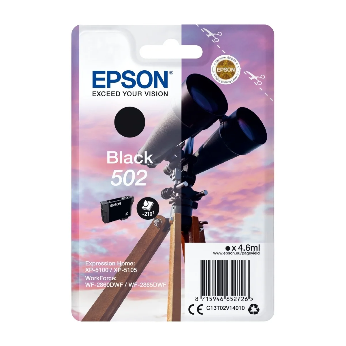Epson 502 -mustekasetti, 4.6 ml, musta