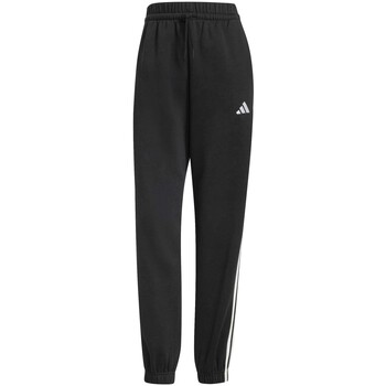 ADIDAS SPORTSWEAR Urheiluhousut 'ESSENTIALS 3-STRIPES FLEECE LOOSE' musta / valkoinen