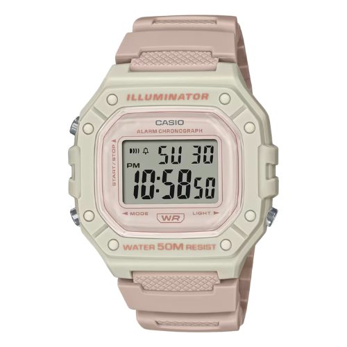 Casio W-218HC-4A2VDF Illuminator Digitaalikello - Beige & Vaaleanpunainen Ranneke
