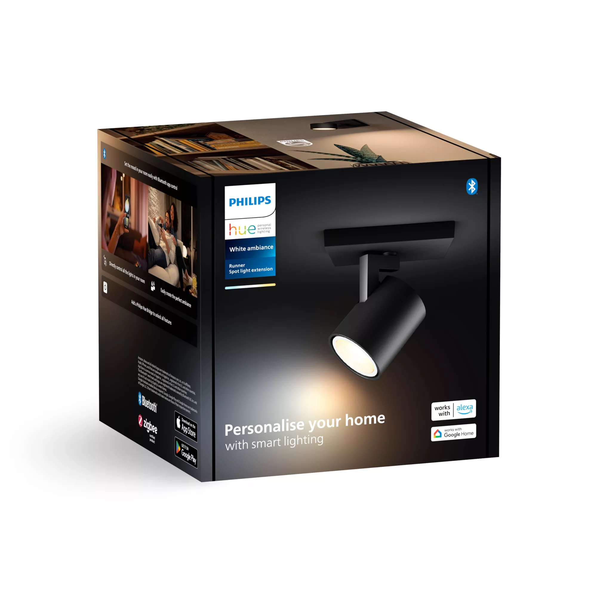 Philips Hue White ambiance Runner - Spottivalo - LED-spottilamppu - GU10 - 4.2 W - luokka E - lämmin - viileä valkoinen valo - 2200-6500 K - musta