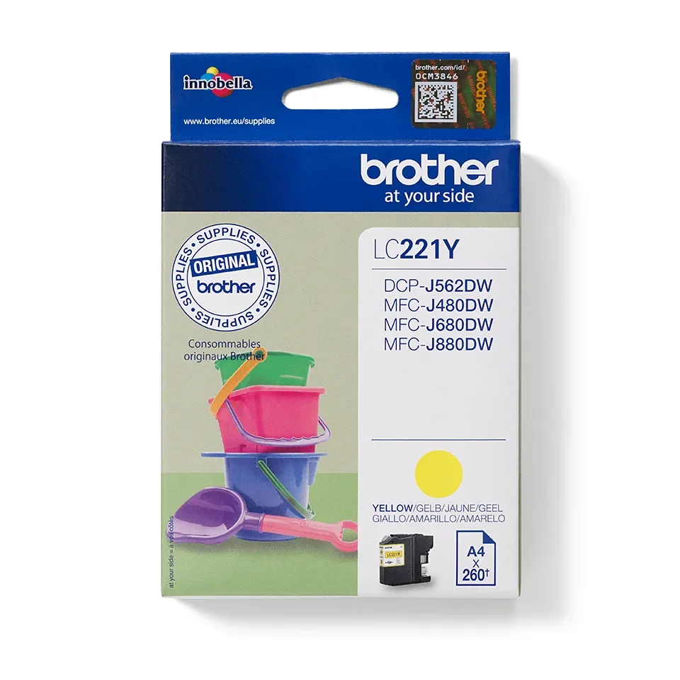 Brother LC221Y -mustekasetti, keltainen