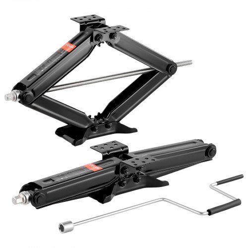 VEVOR 5000 lbs RV Scissor Jacks, 4-23.4 in RV Stabilizer Leveling Scissor Jacks, Set of 2, Heavy Duty Stabilizer Jack with Crank Handle, Socket and Bubble Levels, Not Easily Bent or Deformed