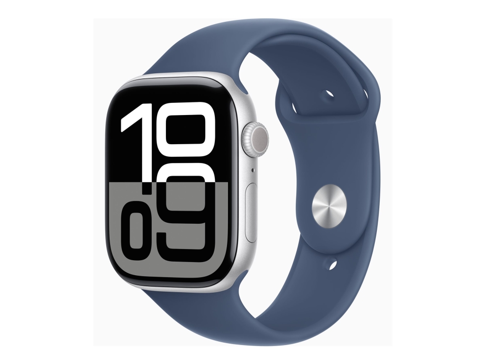 Apple Watch Series 10 GPS + Cell 46 mm hopea alum, Farkunsininen urheiluranneke - M/L