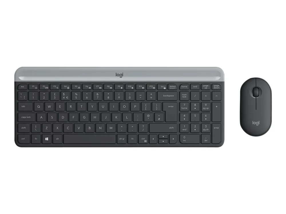 Logitech 920-009200, Täysikokoinen (100 %), Langaton, Langaton RF, QWERTY, Grafiitti, Sisältää hiiren