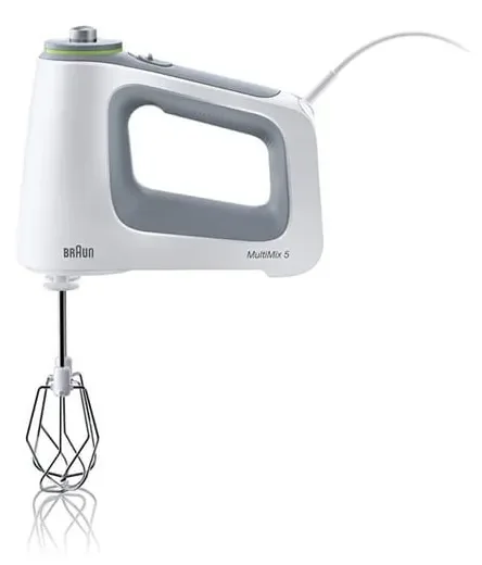 Braun MultiMix 5 HM 5137, Käsisekoitin, Harmaa, Valkoinen, Vaivaus, Vaivaus, Sekoitus, Painikkeet, Rotaatio, 0,5 L, Ruostumaton teräs