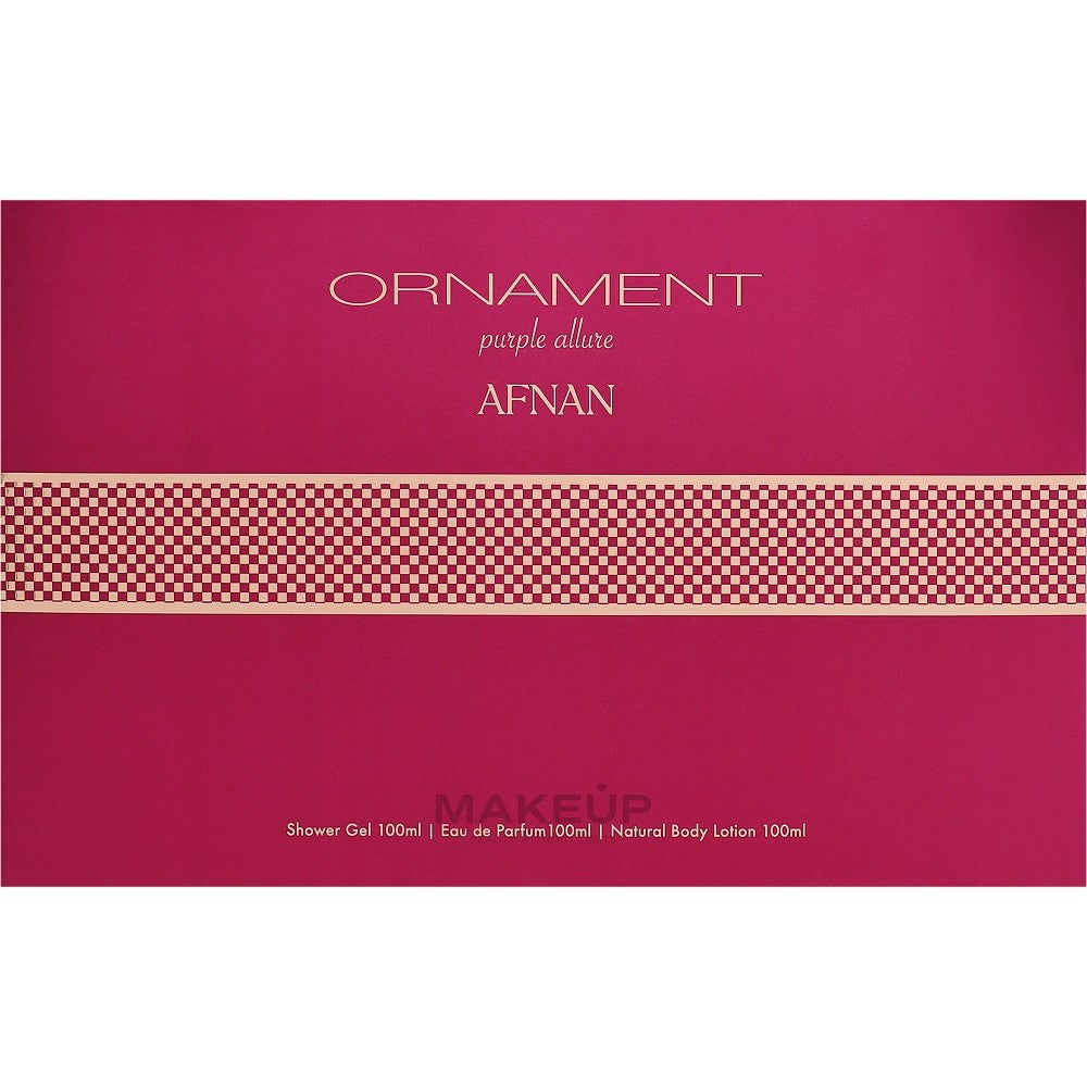 Afnan Ornament Purple Allure -lahjasetti EDP 100 ml, suihkugeeli 100 ml ja vartalovoide 100 ml - 100 ml