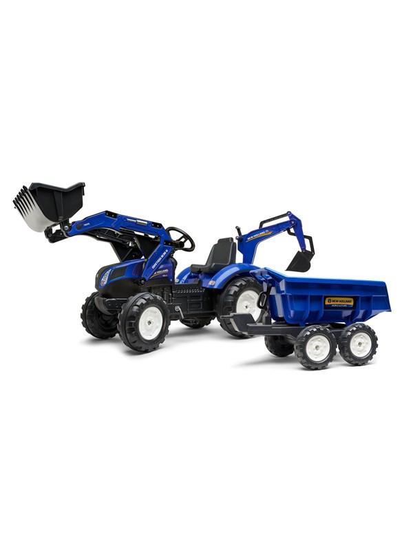 Polkutraktori kärryllä ja etukuormaajalla New Holland T8, Falk Toys