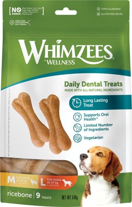 Whimzees Ricebone L hammashoitoherkku, 9 kpl