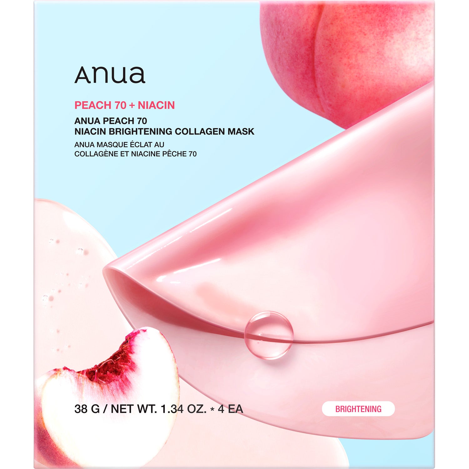 Anua Peach 70 Niacin Brightening Collagen Mask 4 pcs - 152 g