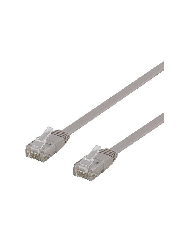 DELTACO U/UTP Cat6 laitekaapeli, litteä, 1m, 250MHz, harmaa