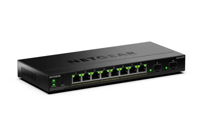 NETGEAR S350 GS310TP - Hallittava Gigabit Ethernet PoE+ -kytkin, Musta