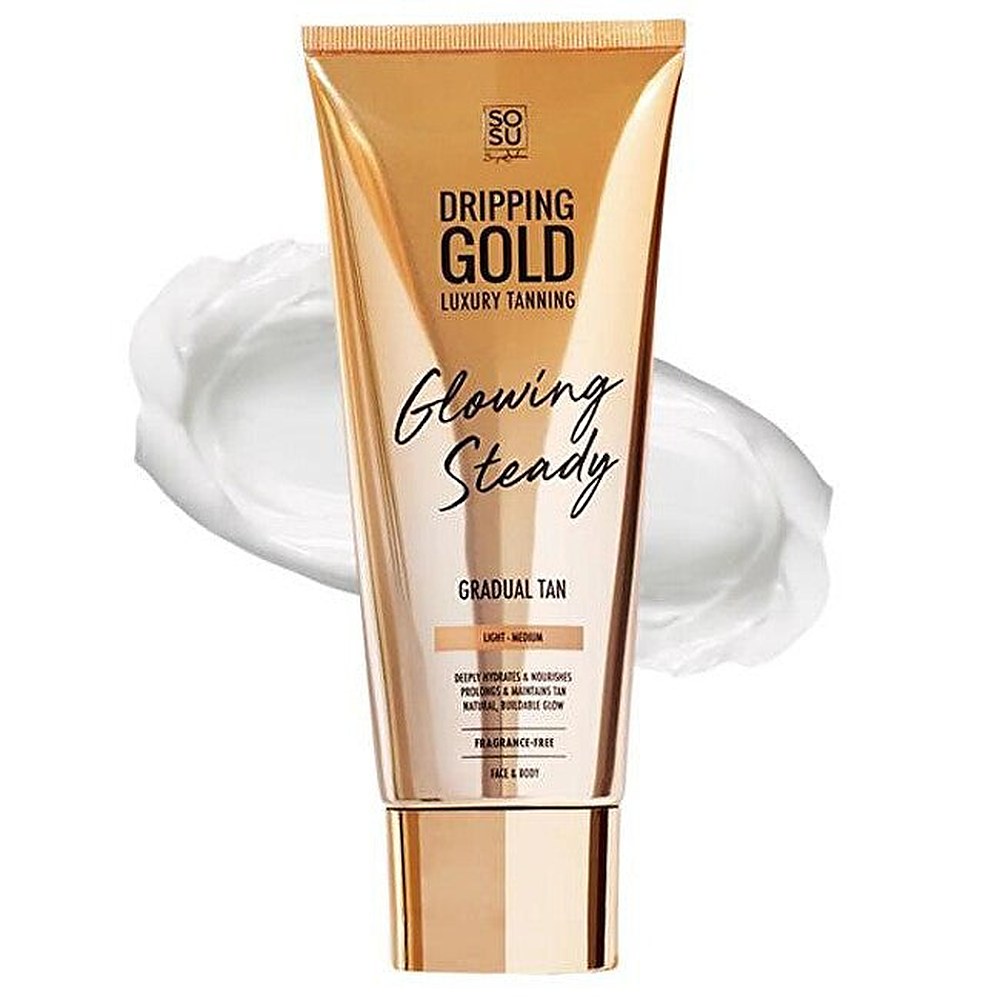Dripping Gold Hehkuva tasainen itseruskettava voide asteittaiseen vaaleaan keskirusketukseen 200 ml