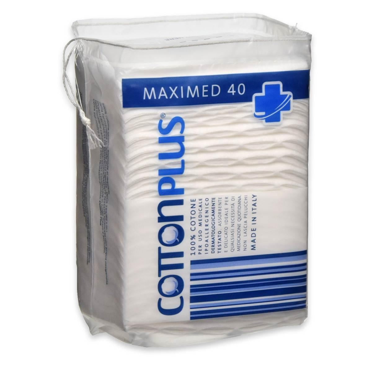 COTTON PLUS MAXIMED 40 KAPPALE 100 % VESITON PUUVILLINEN LÄÄKETEEN KÄYTTÖ 7 X 8 CM