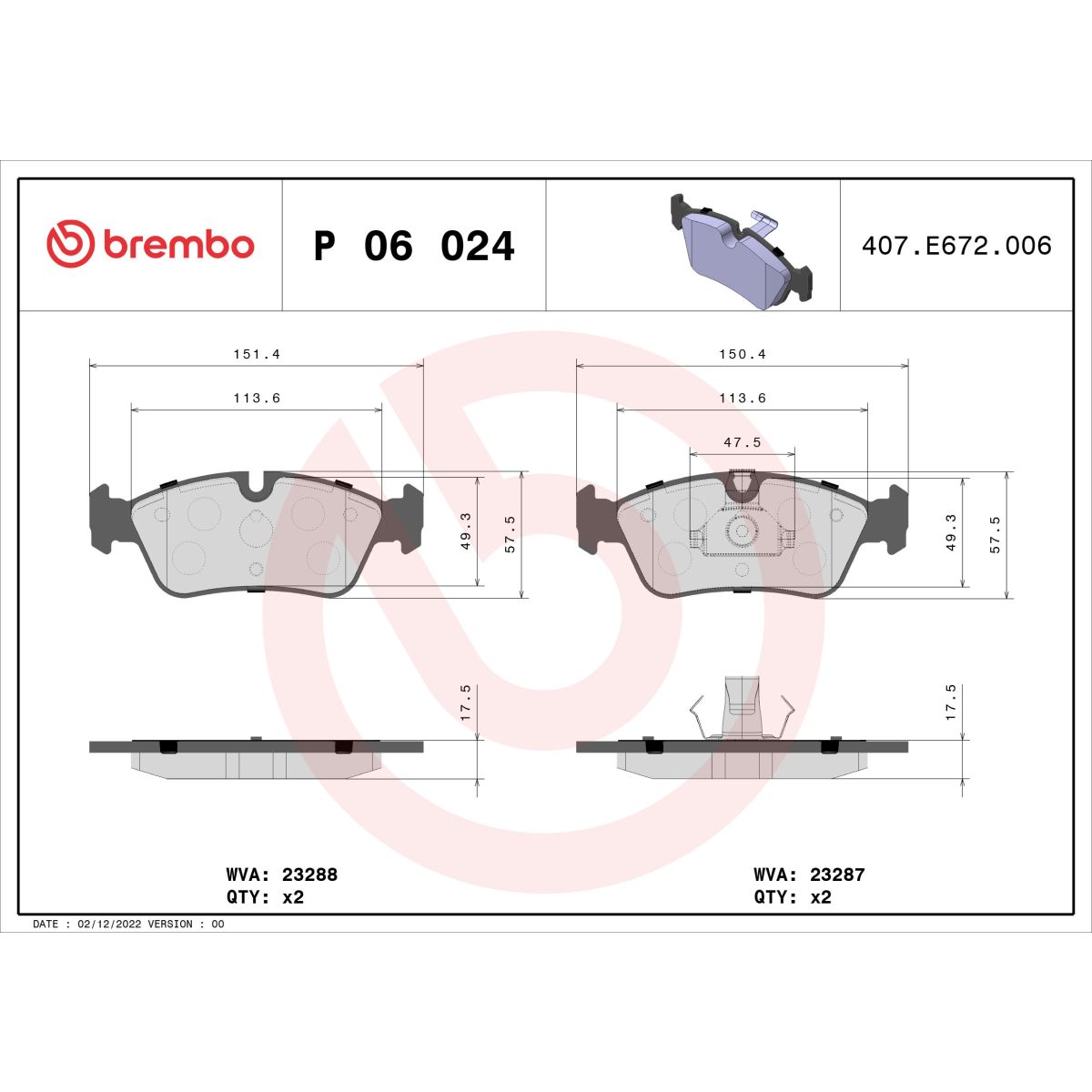 Jarrupalat, levyjarru BREMBO P 06 024