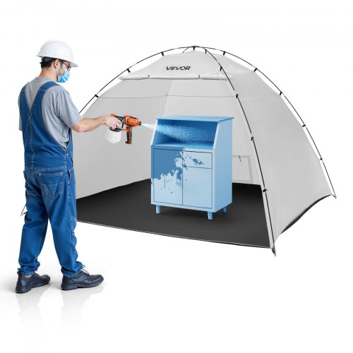 VEVOR Portable Paint Booth Tent, 2950 x 2920 x 2020mm Painting Tent Station, Spray Shelter with Built-in Floor & Mesh Screen, Large Space, Oxford Spray Painting Tents for Cupboard, Chairs, Tables