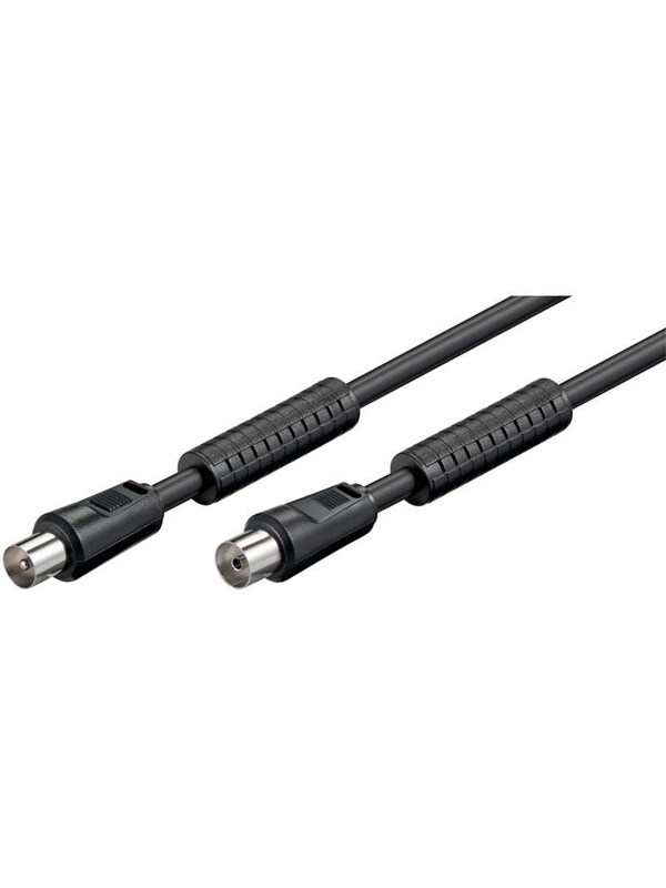 Goobay Antennkabel med ferrit (80 dB), dubbelskärmad koaxial-plugg > koaxial-plugg (helt skärmad)