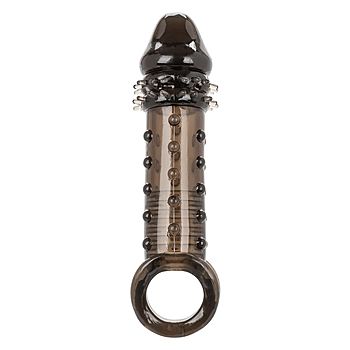 Ultimate Stud Extender penisjatko, muotoiltu, kivesrenkaalla, joustava, musta