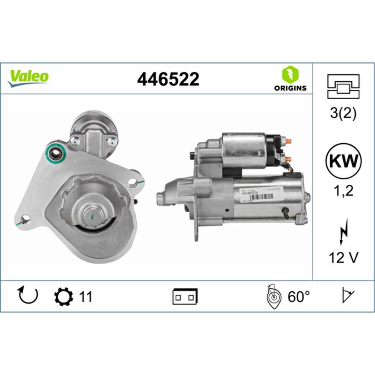 Käynnistysmoottori VALEO 446522