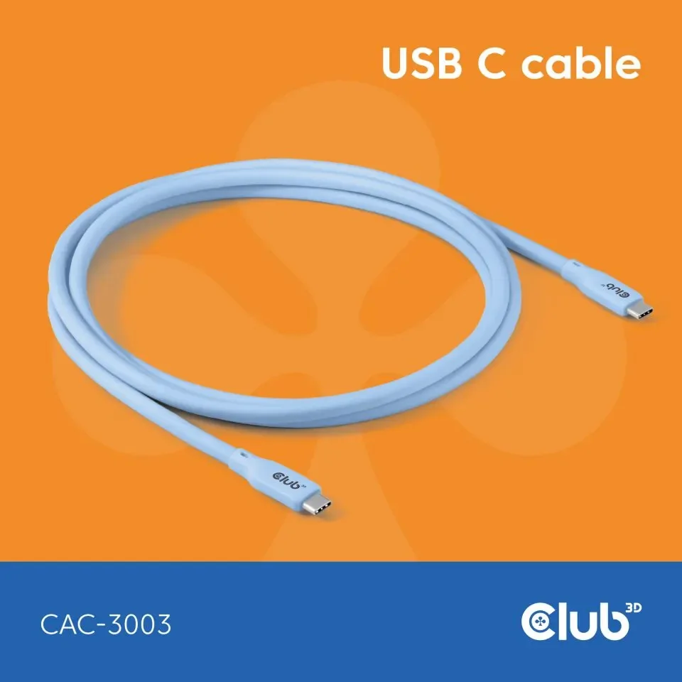 Club 3D CAC-3003 USB4 USB-C -kaapeli, 240 W, 2 m, sininen