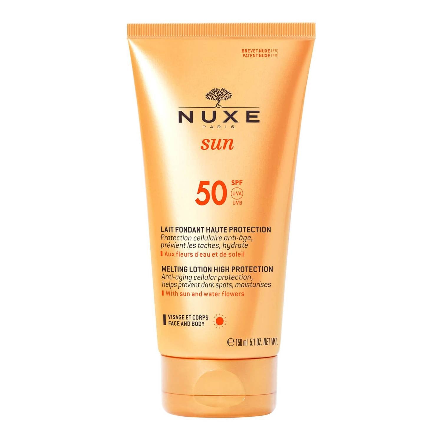 Nuxe Aurinkovoide tummalle aurinkosuojalle, kasvoille ja vartalolle, SPF50, 150ml