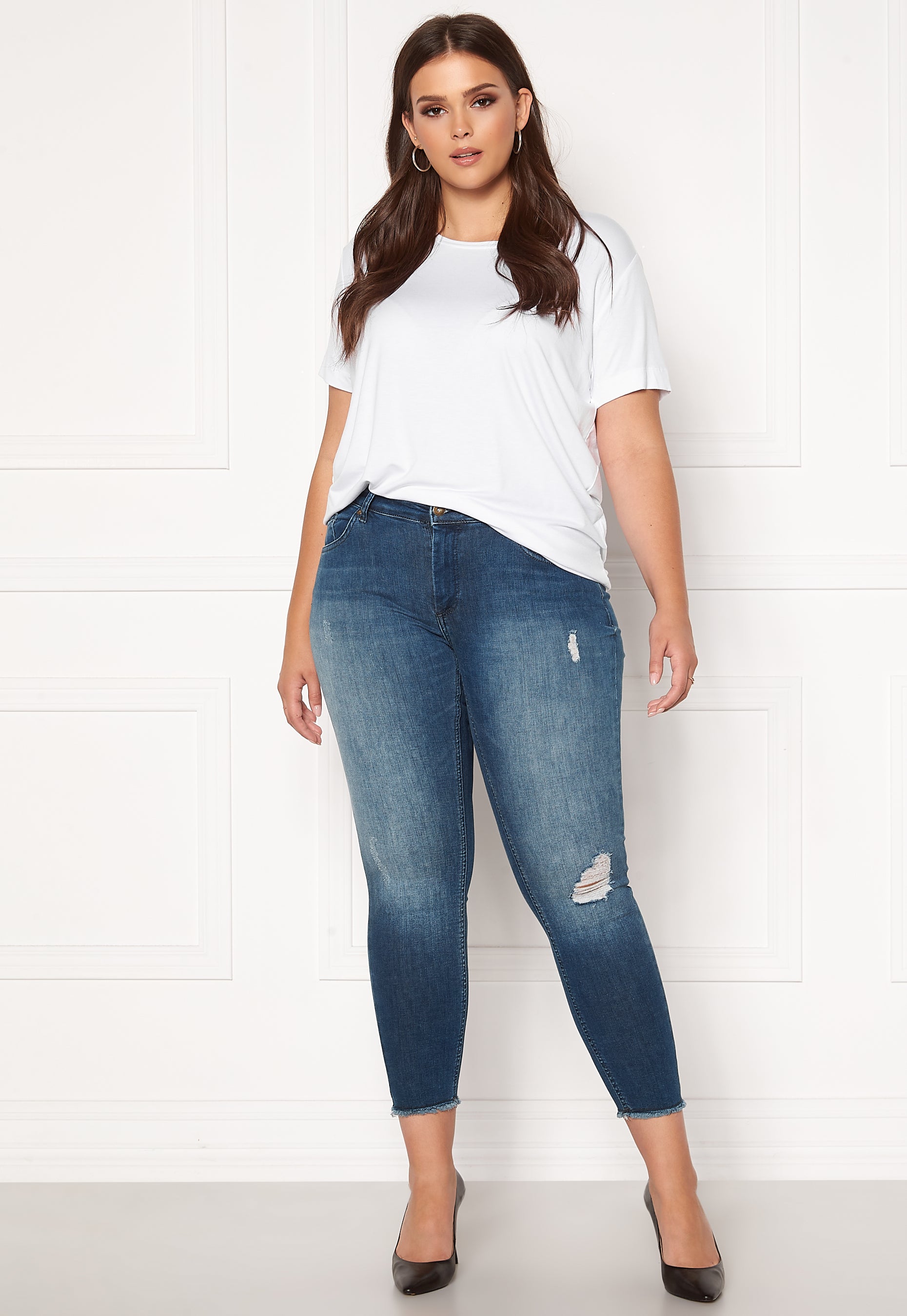 ONLY Carmakoma Farkut 'Willy' sininen denim / vaaleanruskea