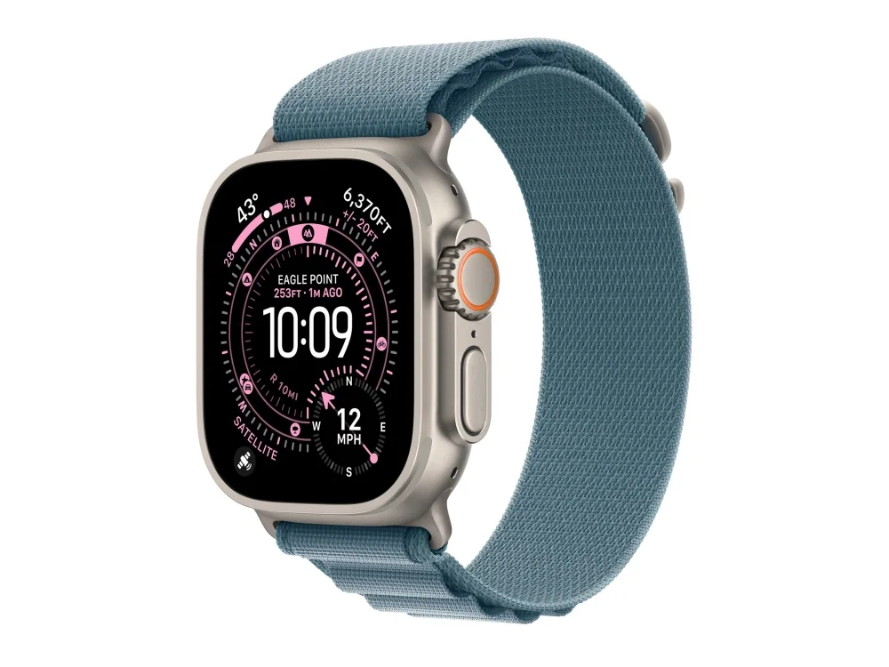 Apple Watch Ultra 3 GPS + Cellular 49mm Natural Titanium Case with Light Blue Alpine Loop - Large