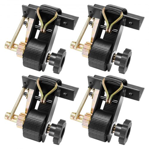 VEVOR Ladder Rack Ratchet Straps, Black Square Tube Mount, 38 mm Wide x 2.25 m Long Black Ladder Rack Straps with Double J-Hooks, 226.8 kg Load Heavy Duty, Cargo Buckle Lock Strap (4 Pack)
